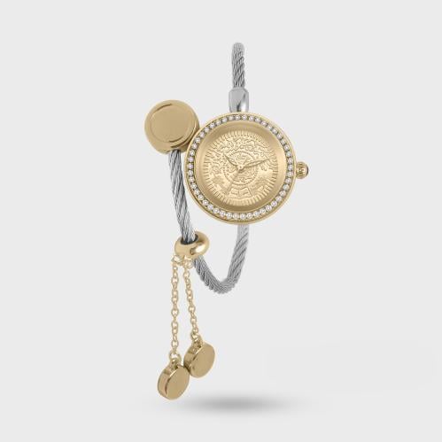 ساعة نسائية ستيل باللون الفضي الذهبي