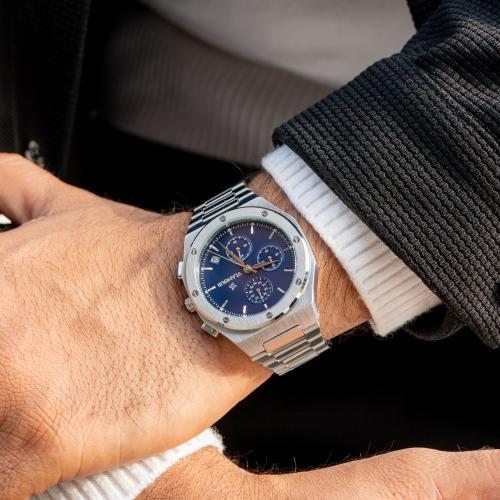 ساعة رجالية بسير ستيل بلون فضي