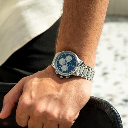 ساعة رجالية بسير ستيل بلون فضي