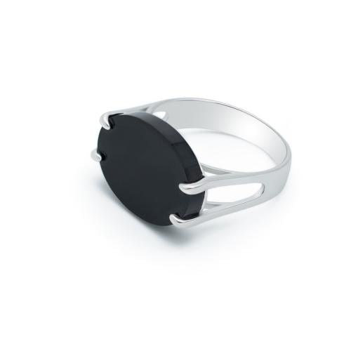 خاتم رجالي مميز من الفضة باللون الاسود