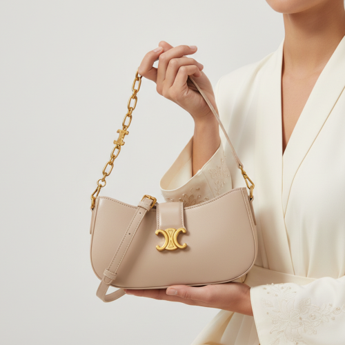 شنطة كتف نسائية بسلسلة - بيج