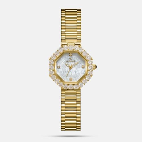 ساعة نسائية بسير ستيل باللون الذهبي