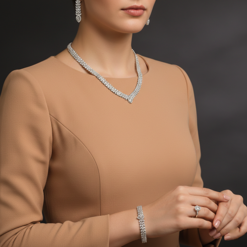 طقم نسائي فاخر مرصع بفصوص الزيركون