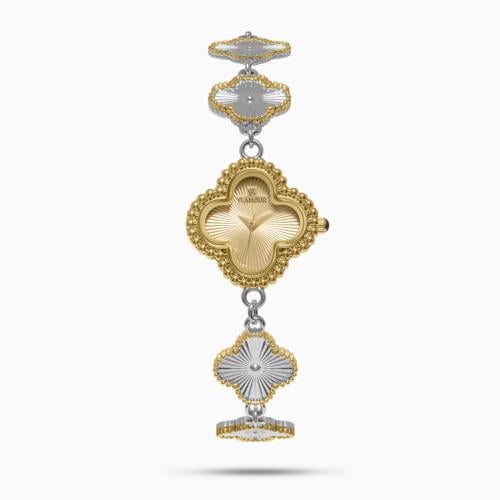 ساعة نسائية ستيل بلونين ذهبي وفضي