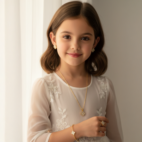 طقم أطفال بتصميم ناعم باللون الذهبي