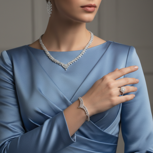 طقم نسائي فاخر مرصع بفصوص الزيركون