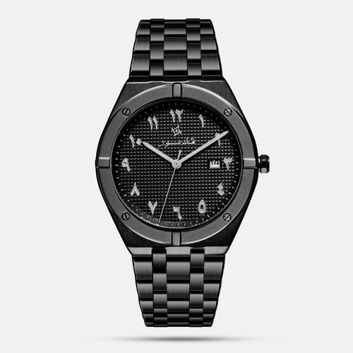 ساعة رجالية بسير ستيل بلون اسود