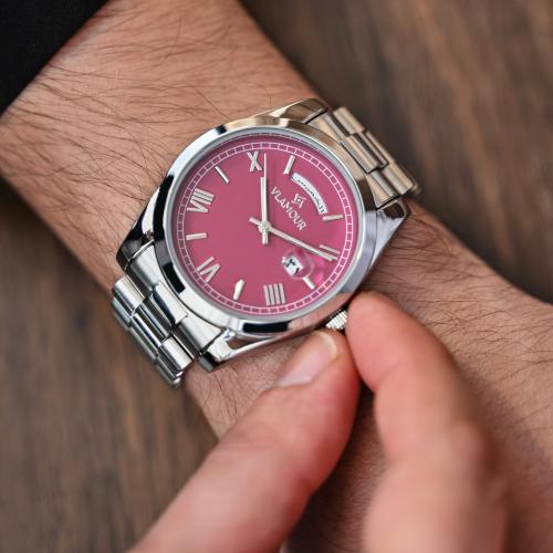 ساعة رجالية بسير ستيل بلون فضي