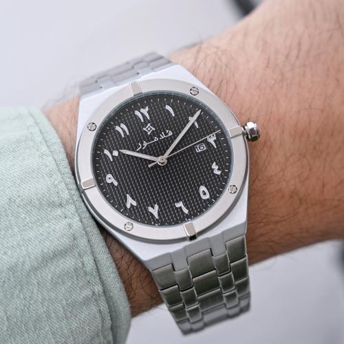 ساعة رجالية بسير ستيل بلون فضي