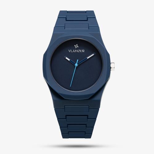 ساعة رجالية بسير الكربون