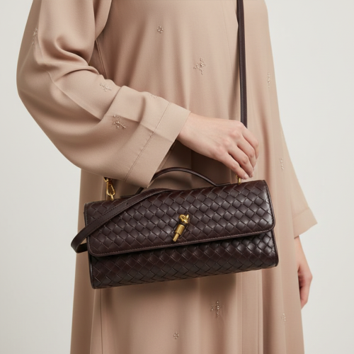 شنطة يد نسائية جلد - بني