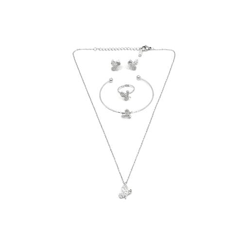 طقم أطفال بتصميم ناعم باللون الفضي