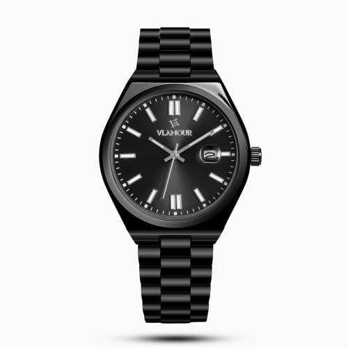 ساعة رجالية بسير ستيل بلون اسود