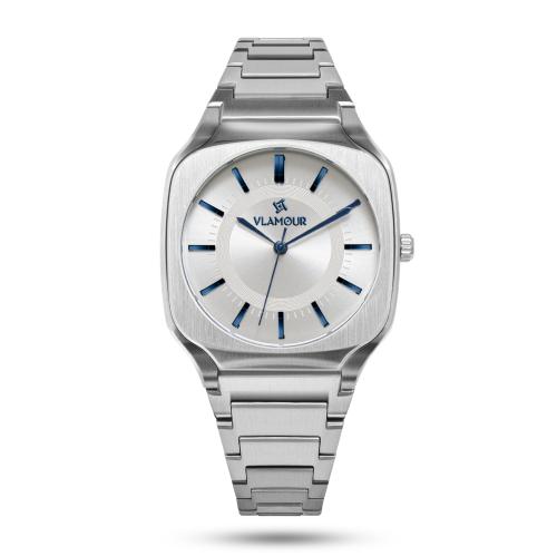 ساعة رجالية بسير ستيل بلون فضي