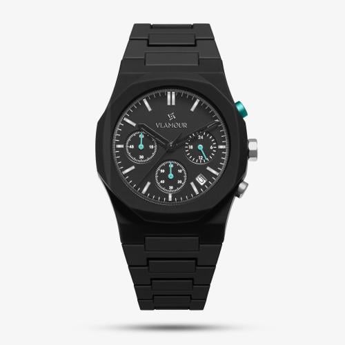 ساعة رجالية بسير الكربون