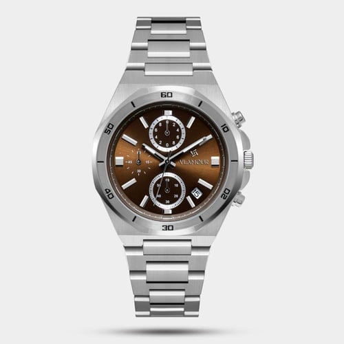 ساعة رجالية بسير ستيل وميناء بني – طابع عصري مميز