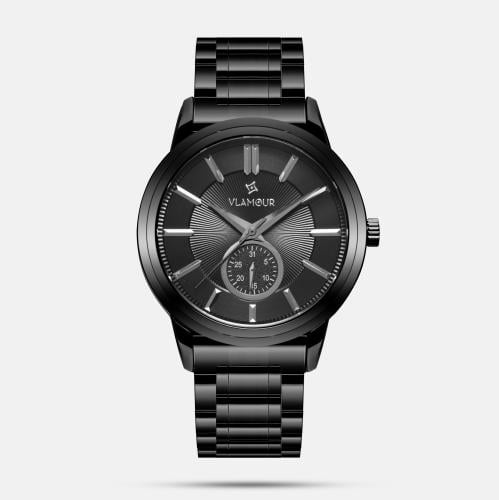 ساعة رجالية بسير ستيل وميناء أسود - إطلالة يومية ع...