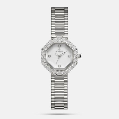 ساعة نسائية بسير ستيل باللون الفضي