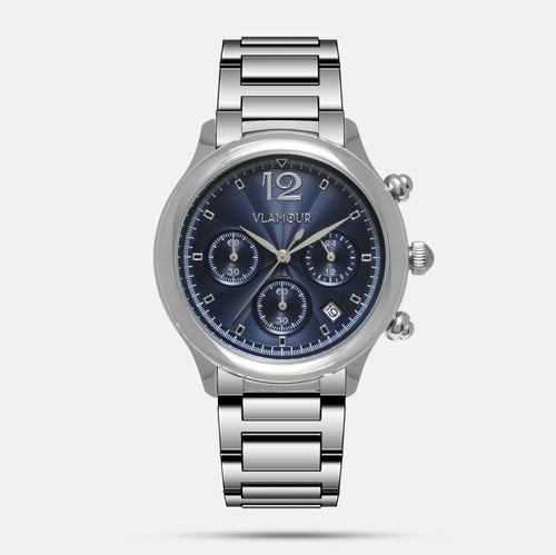 ساعة رجالية بسير ستيل بميناء كحلي – طابع عصري مميز