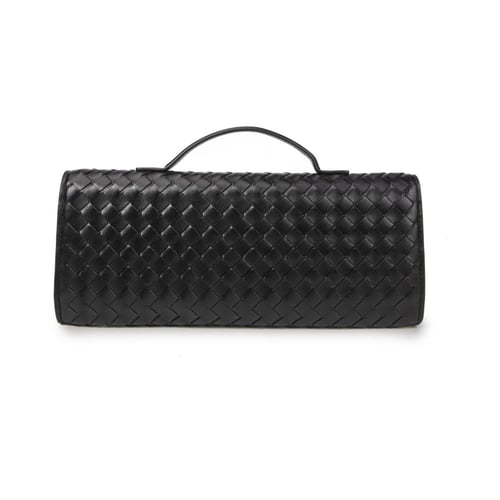 شنطة يد نسائية جلد بتصميم كلاتش - أسود