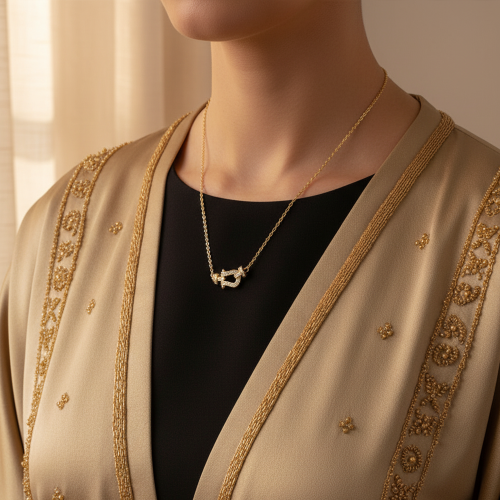 قلادة فضة عيار 925 بالذهبي