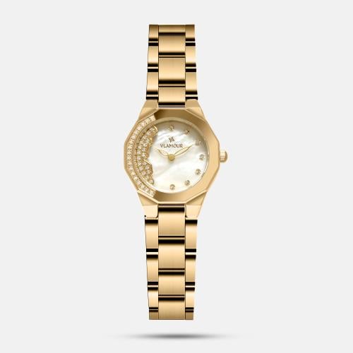 ساعة نسائية بسير ستيل بلون ذهبي