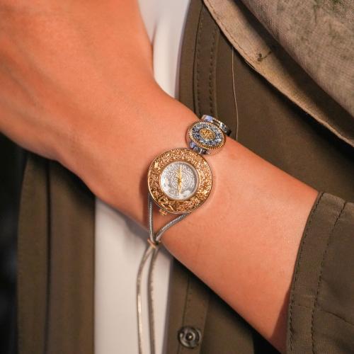 ساعة نسائية ستيل بلونين ذهبي وفضي