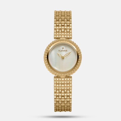 ساعة نسائية بسير ستيل بلون ذهبي