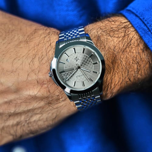 ساعة رجالية بسير ستيل بلون فضي