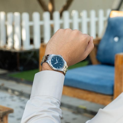 ساعة رجالية بسير ستيل بلون فضي