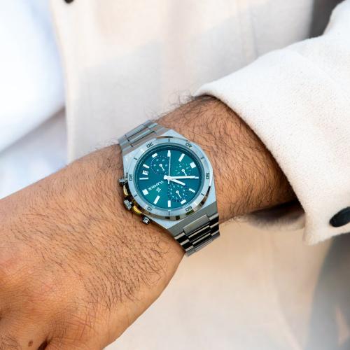 ساعة رجالية بسير ستيل وميناء أخضر داكن – طابع عصري...