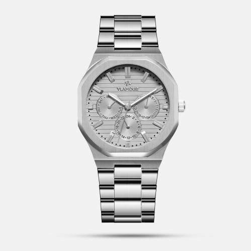 ساعة رجالية بسير ستيل بلون فضي