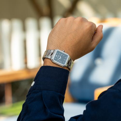 ساعة رجالية بسير ستيل بلون فضي