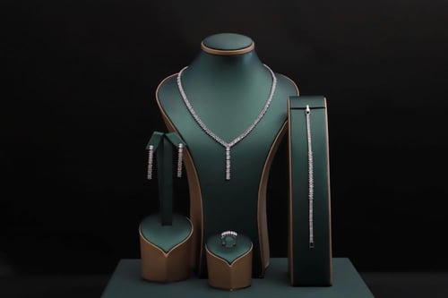 طقم نسائي فاخر مرصع بفصوص الزيركون