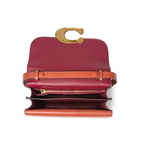 شنطة يد نسائية جلد بسلسلة ذهبية - بني