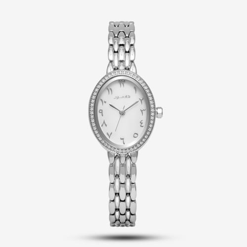 ساعة نسائية بسوار أنيق باللون الفضي