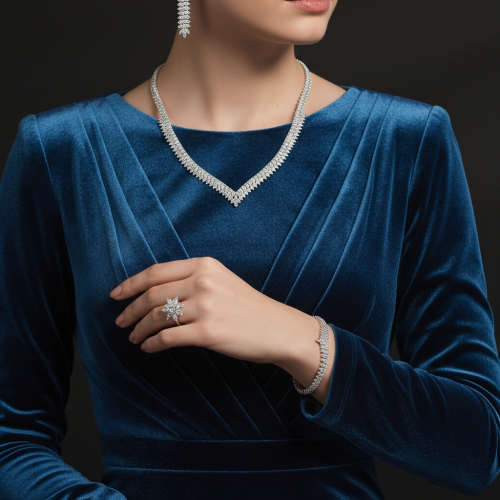 طقم نسائي فاخر مرصع بفصوص الزيركون