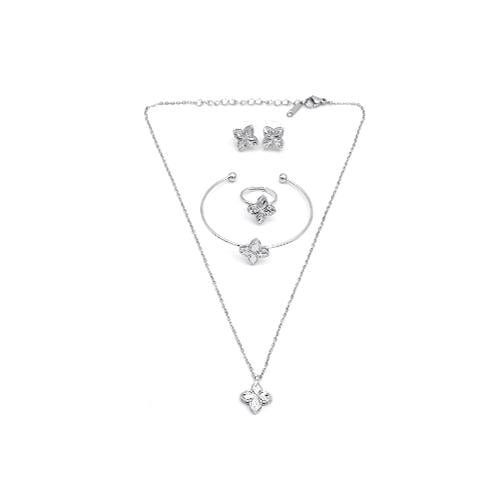 طقم أطفال بتصميم ناعم باللون الفضي