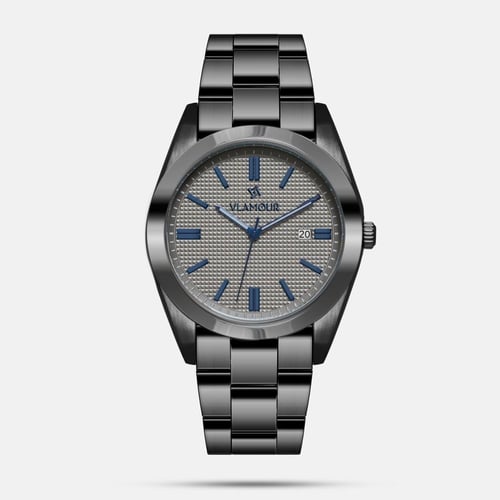 ساعة رجالية بسير ستيل وميناء تيتانيوم فاتح - تصميم...