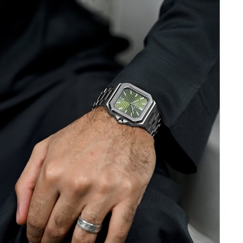 ساعة رجالية بسير ستيل بلون فضي