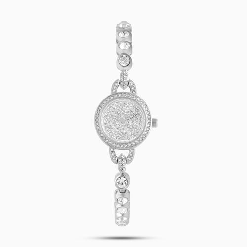 ساعة فصوص نسائية ستيل بلون فضي