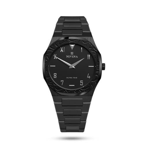 ساعة العز الرجالية ستيل باللون الاسود