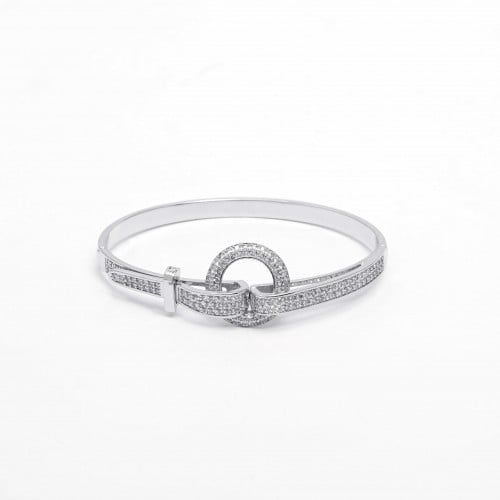 اسورة نسائية مرصعة بالزركون باللون الفضي