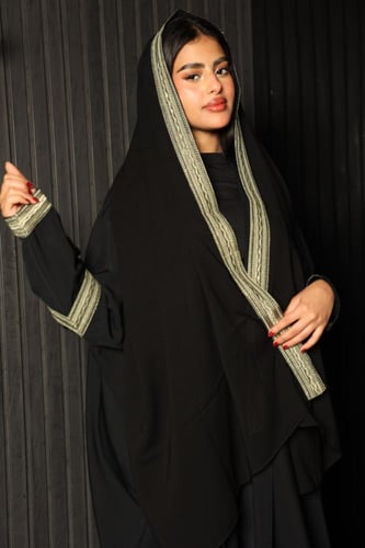 ربع بشت بتطريز لونين + طرحة | A37