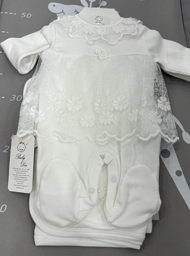 طقم 7 قطع فستان مواليد قطن