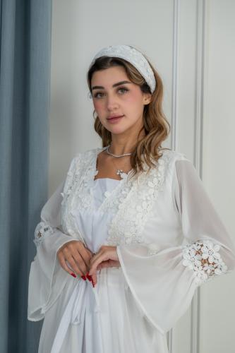روب استقبال الأم افويت مع ربطة شعر