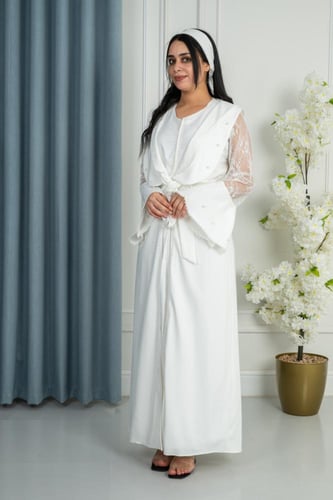 قميص استقبال بأكمام دانتيل ولؤلؤ - افوايت