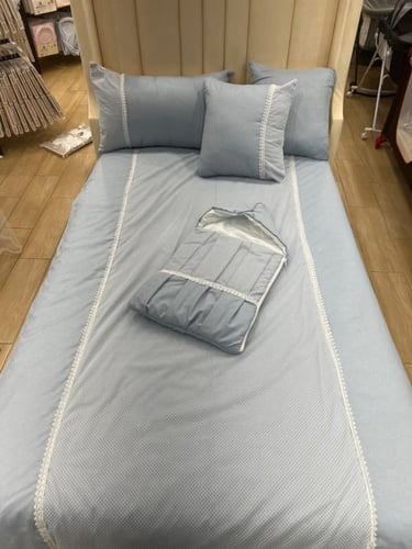 طقم مفرش نفاس قطن كتان مع سرير البيبي