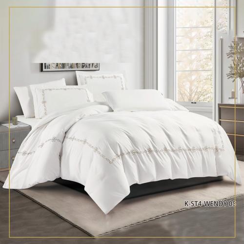 مفرش وندي كينج أبيض مطرّز