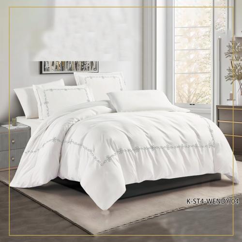 مفرش وندي كينج أبيض مطرّز